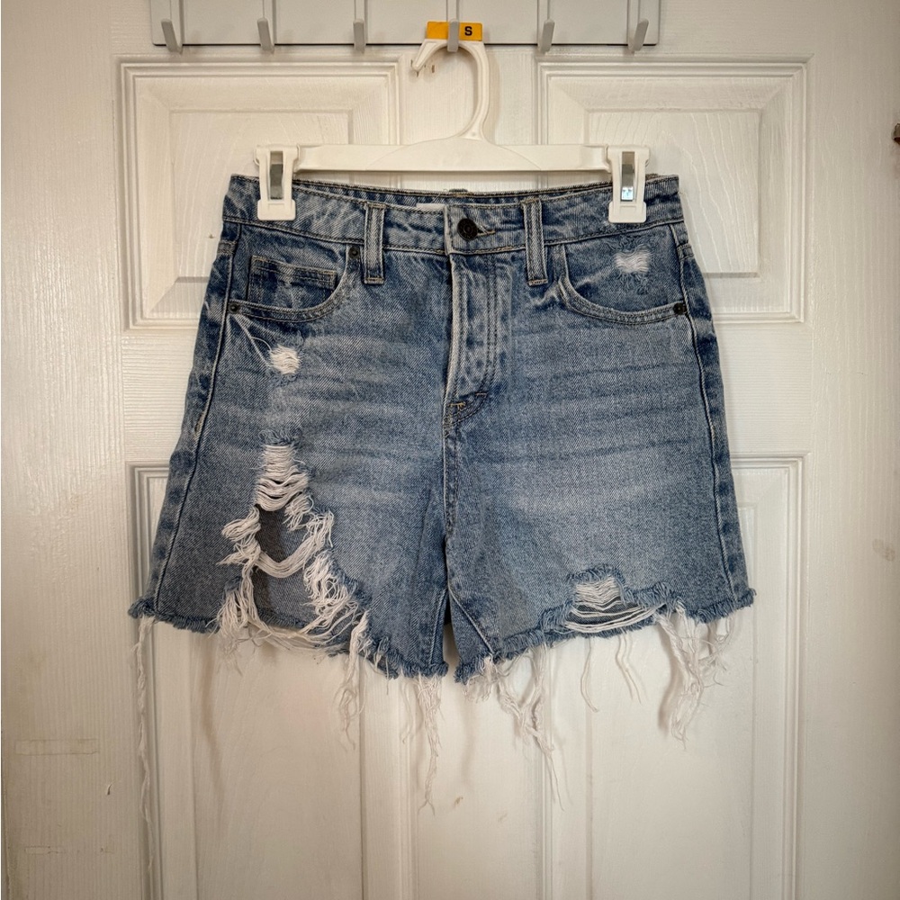Casual Blue Distressed Jean Shorts